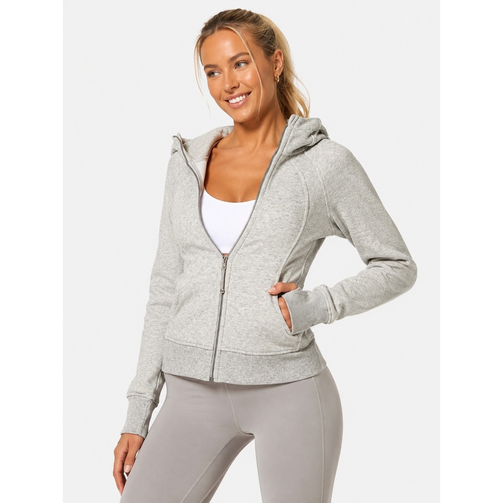 Lululemon Scuba Full Zip‎ Hoodie Heathered Jacket Core Light Grey Size 8 M